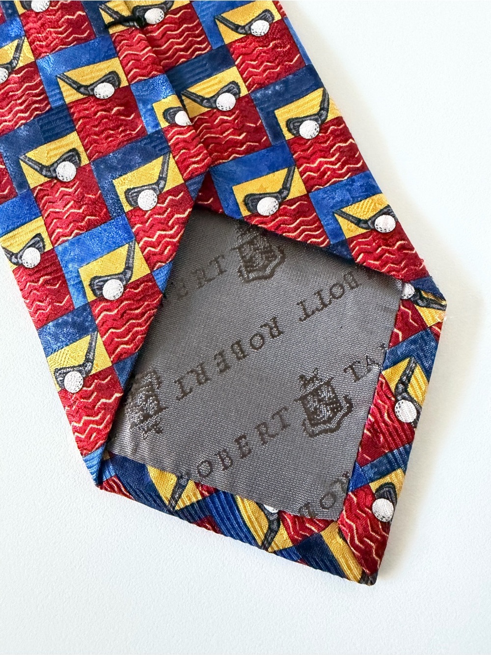 Robert Talbott Vintage Golf Club Iron Ball Geometric 100% Silk Tie Made In USA - Picture 5 of 8